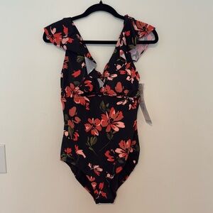 NEW Trimshaper Floral Print One Piece Sculpted Slimming Size 10 Swimsuit‎ NWT